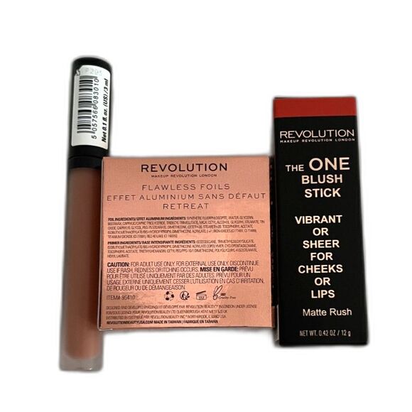 Set Of 3 - Revolution Cosmetics, Eye Shadow, Lip Blush & Matte Lip Gloss - Picture 2 of 5